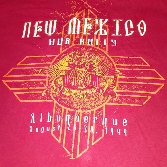 SZ L VINTAGE. 1999 HARLEY T SHIRT RED NEW MEXICO - Picture 5 of 5